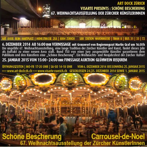 Flyer «Schöne Bescherung», 67. Weihnachtsausstellung der Zürcher Künstlerinnen, Art Dock Zürich, 6. Dezember 2014 – 25. Januar 2015, mit Karussell