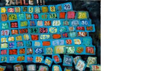 Zähle!, 2007, Gouache auf Papier, 100 x 70 cm