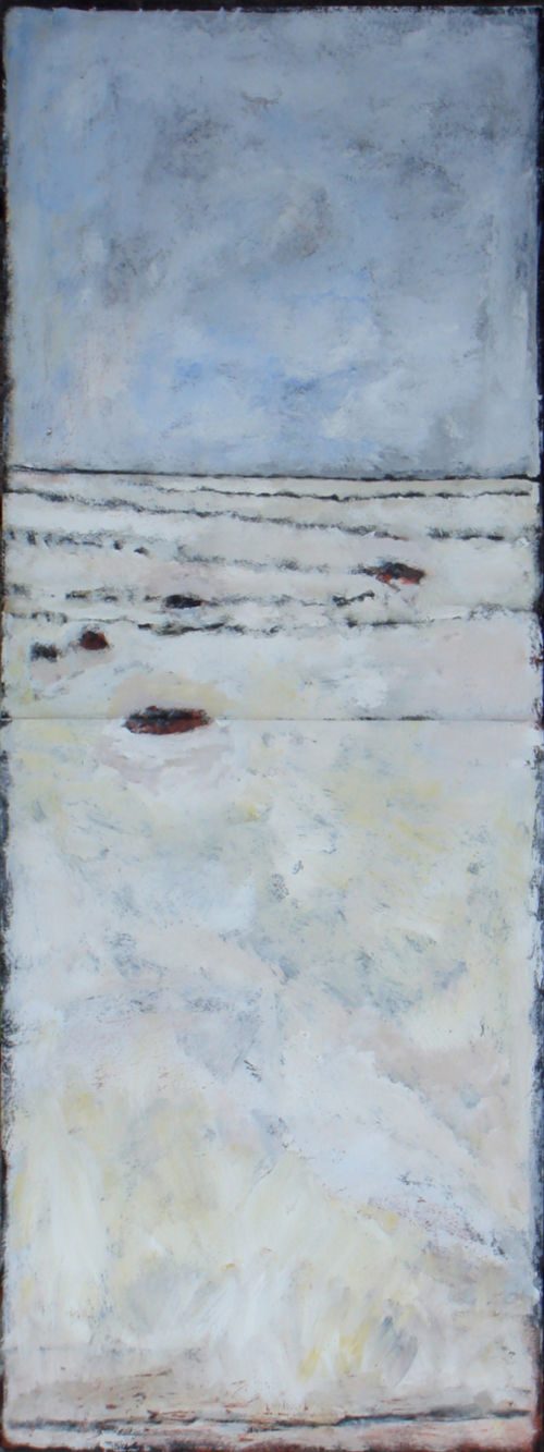 Flug über Kanada, 2007, Tempera auf Papier, 80 x 30 cm, Malerei aus der Serie «Flugbilder»