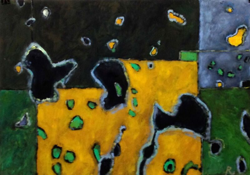 Sommerflug, 2012, Gouache auf Papier, 70 x 100 cm, Malerei aus der Serie «Flugbilder»