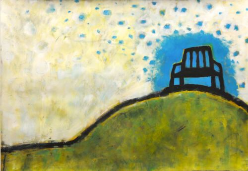 Blaue Luft, 2015, Gouache auf Papier, 70 x 100 cm, Malerei aus der Serie «Frühling»