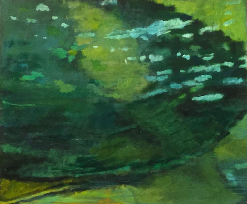 Grünes Wasser, 2011, Gouache auf Papier, 70 x 84 cm, Malerei aus der Serie «Frühling»