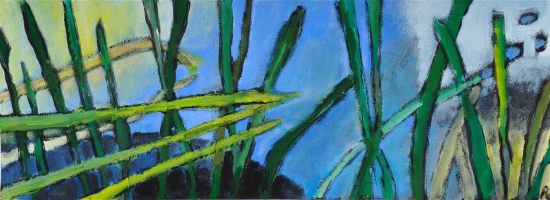 Frühling in Ligurien, 2014, Tempera auf Papier, 15 x 40 cm, Malerei aus der Serie «Frühling»