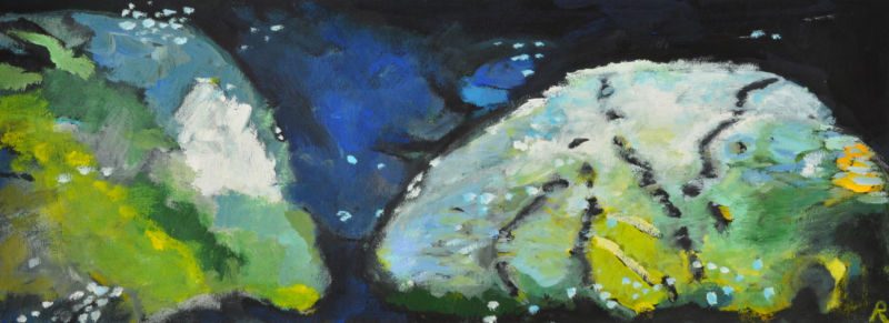 Frühling in Ligurien, 2014, Tempera auf Papier, 15 x 40 cm, Malerei aus der Serie «Frühling»