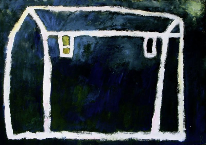 Haus im Mondlicht, 2007, Gouache auf Papier, 70 x 100 cm, Malerei aus der Serie «Häuser»