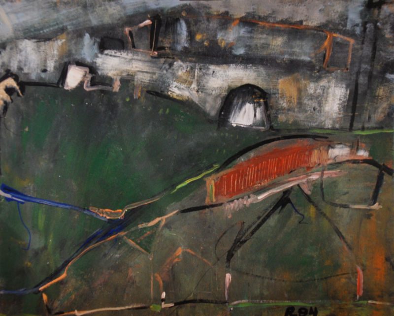 Oktober, 1995, Gouache auf Papier, 50 x 65 cm, Malerei aus der Serie «Häuser»