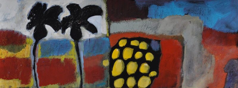 Hawaii, 2012, Tempera auf Papier, 15 x 40 cm, Malerei aus der Serie «Hawaii»