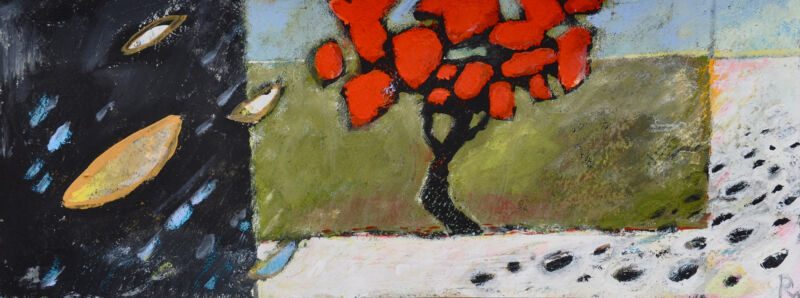 Hawaii, 2012, Tempera auf Papier, 15 x 40 cm, Malerei aus der Serie «Hawaii»