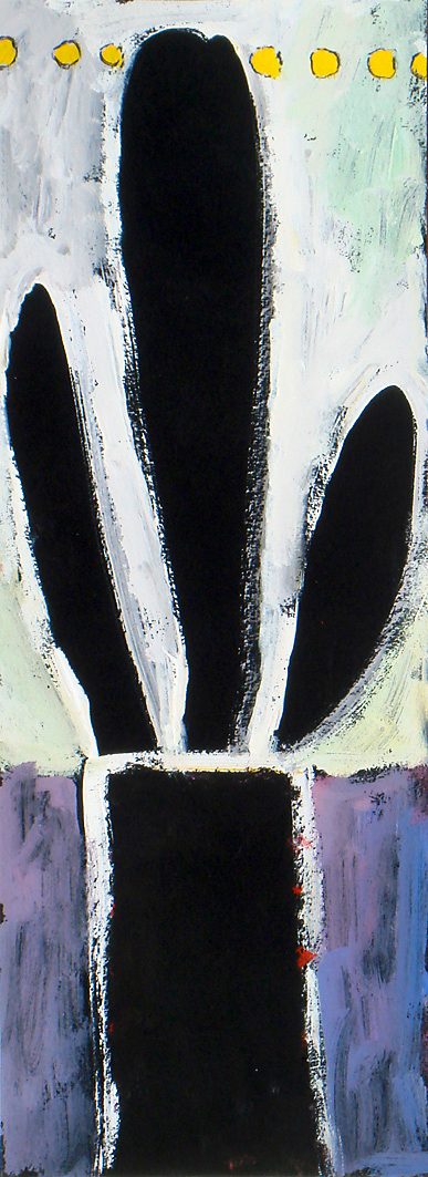 Palme, 2007 – 2008, Gouache auf Papier, 40 x 15 cm, Malerei aus der Serie «Palmen und andere Bäume»