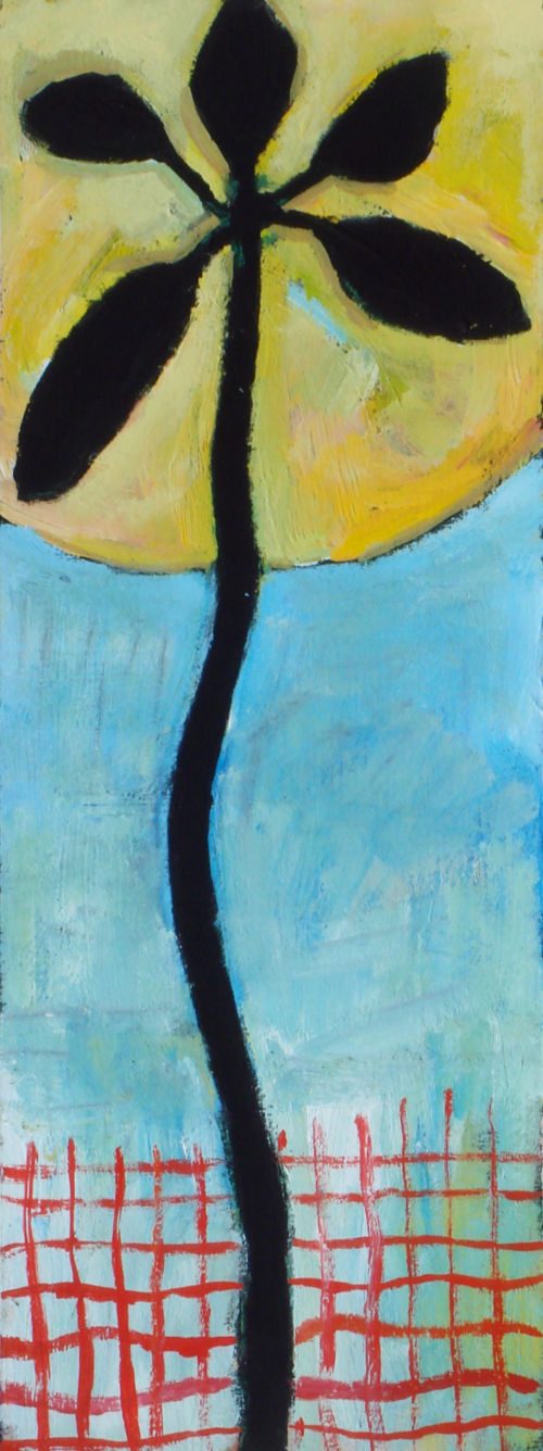 Palme, 2007 – 2008, Gouache auf Papier, 40 x 15 cm, Malerei aus der Serie «Palmen und andere Bäume»