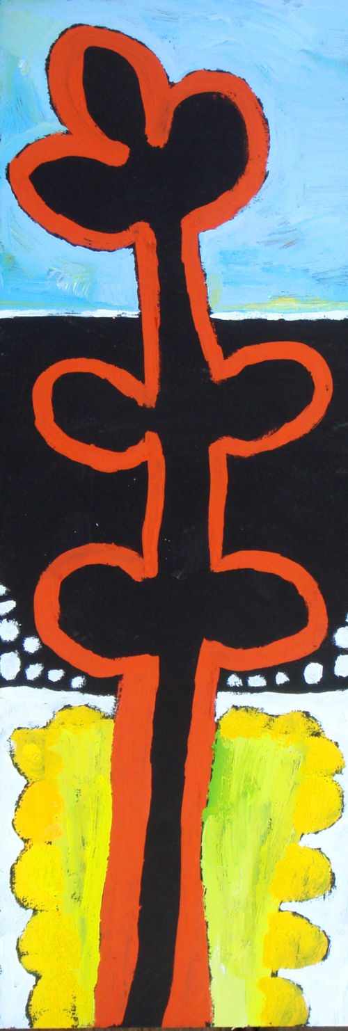 Palme, 2007 – 2008, Gouache auf Papier, 40 x 15 cm, Malerei aus der Serie «Palmen und andere Bäume»
