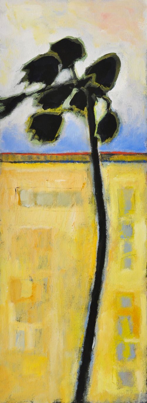 Palme, 2012, Gouache auf Papier, 40 x 15 cm, Malerei aus der Serie «Palmen und andere Bäume»