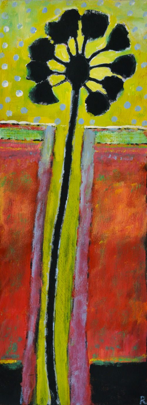Palme, 2012, Gouache auf Papier, 40 x 15 cm, Malerei aus der Serie «Palmen und andere Bäume»