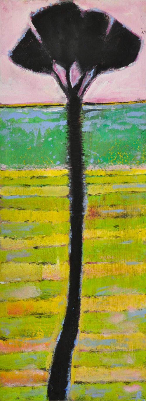 Palme, 2012, Gouache auf Papier, 40 x 15 cm, Malerei aus der Serie «Palmen und andere Bäume»