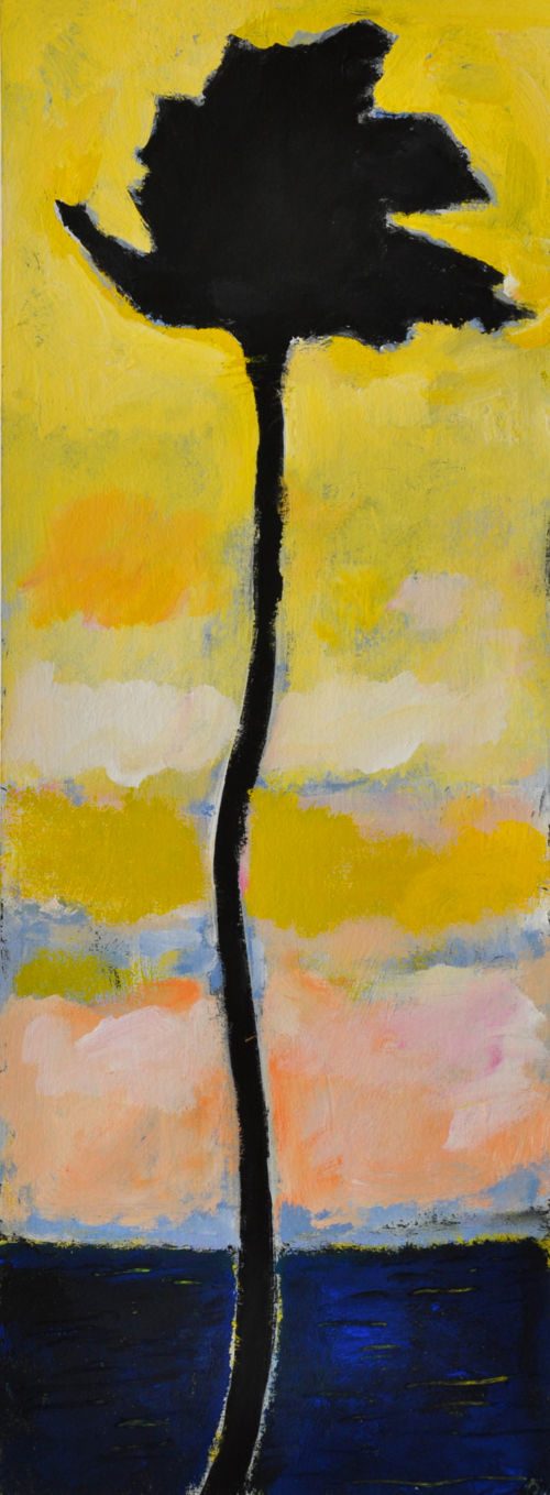 Palme, 2012, Gouache auf Papier, 40 x 15 cm, Malerei aus der Serie «Palmen und andere Bäume»