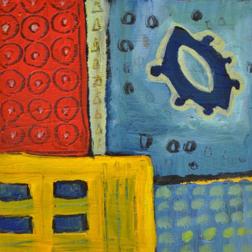 Häuser, 2011, Acryl auf MDF, 15 x 15 cm, Malerei aus der Serie «Sommerland»
