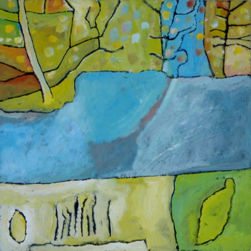 Ligurischer September, 2005, Tempera auf Papier, 24 x 24 cm, Malerei aus der Serie «Sommerland»