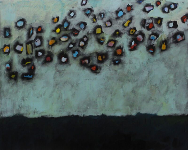 Himmelslichter, 2013, Acryl auf Leinwand, 80 x 100 cm, Malerei aus der Serie «Winter»