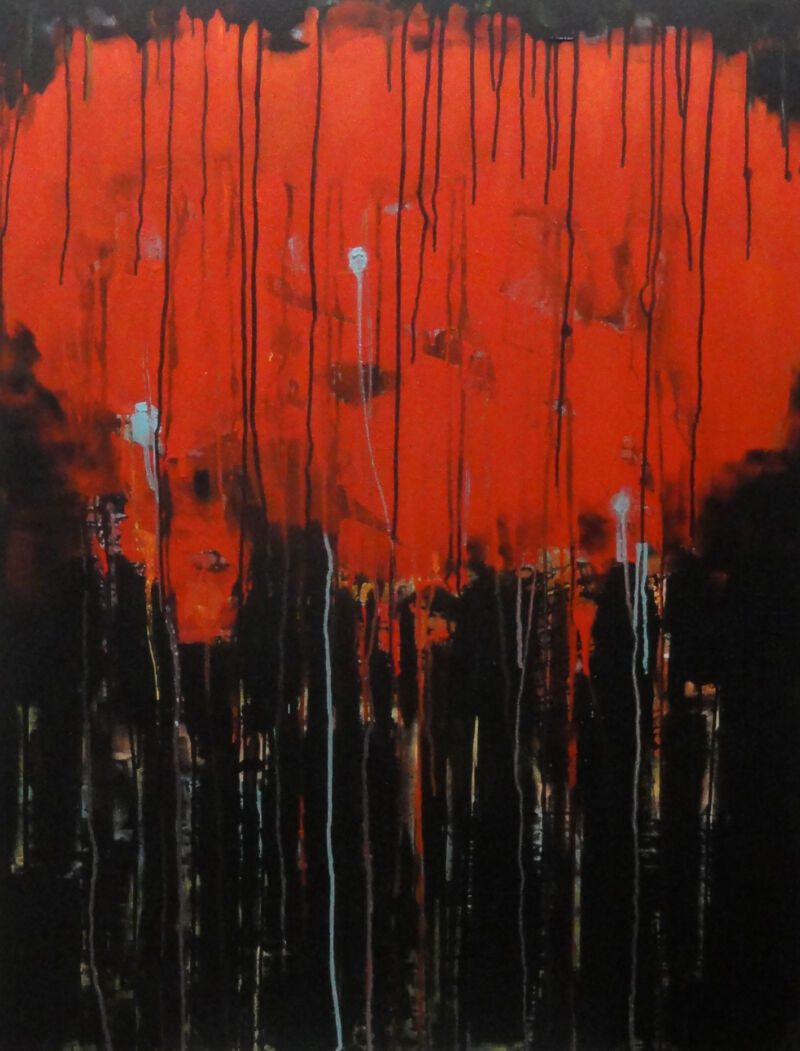 Feuer, 2014, Acryl auf Leinwand, 116 x 89 cm, Malerei aus der Serie «Winter»