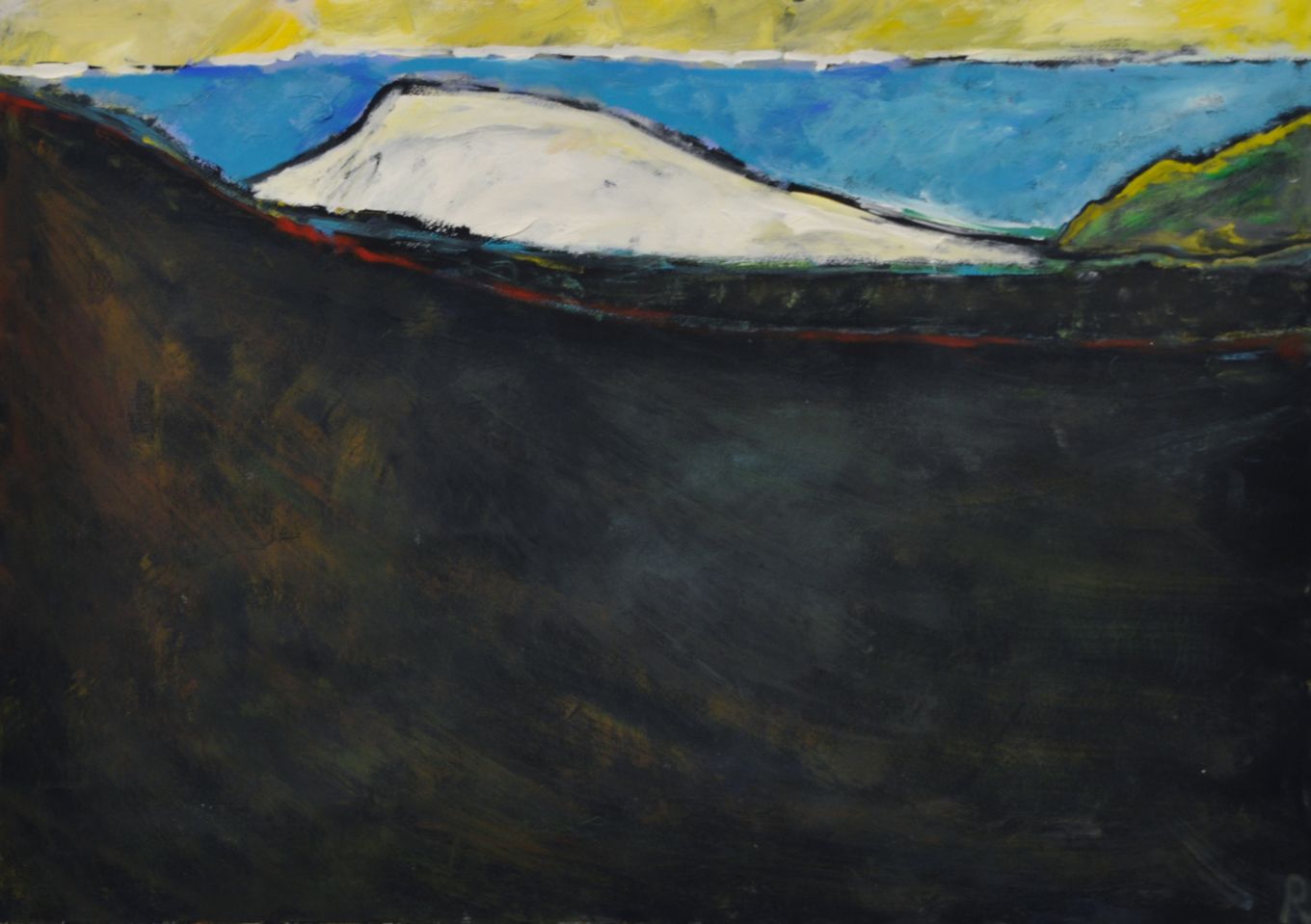 Weisser Berg, 2004, Gouache auf Papier, 70 x 100 cm, Malerei aus der Serie «Natur»