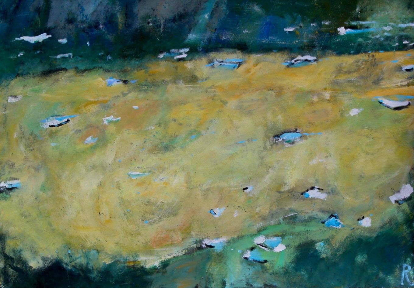 Helles Wasser, 2004, Gouache auf Papier, 70 x 100 cm, Malerei aus der Serie «Natur»