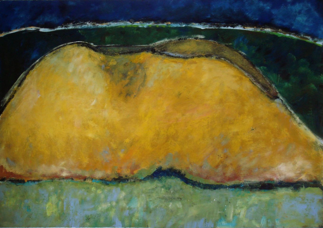 Gelber Berg, 2009, Gouache auf Papier, 70 x 100 cm, Malerei aus der Serie «Natur»