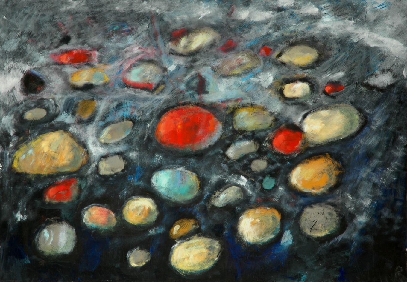 Black Sand Beach, 2007, Gouache auf Papier, 70 x 100 cm, Malerei aus der Serie «Natur»