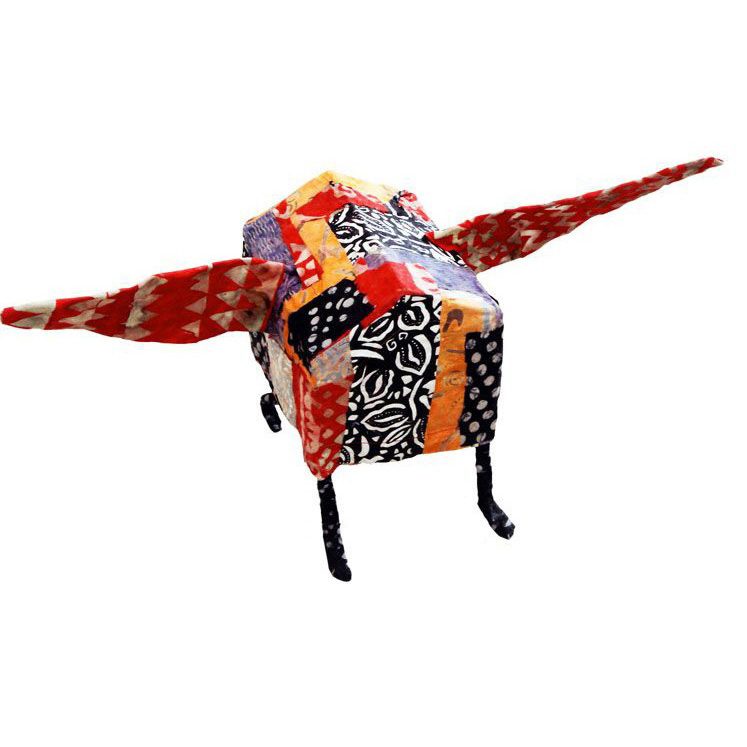 Abflug, 2007, Stoff, Kleister, Karton, Draht, 25 x 30 x 50 cm, Objekt aus der Serie «Häuser II»