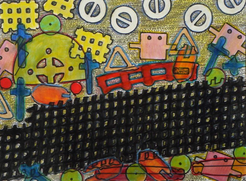 Strandgut, 2009, Tuschestift, Farbstift, 23 x 30,5 cm, Werk aus der Serie «Strandgut I»