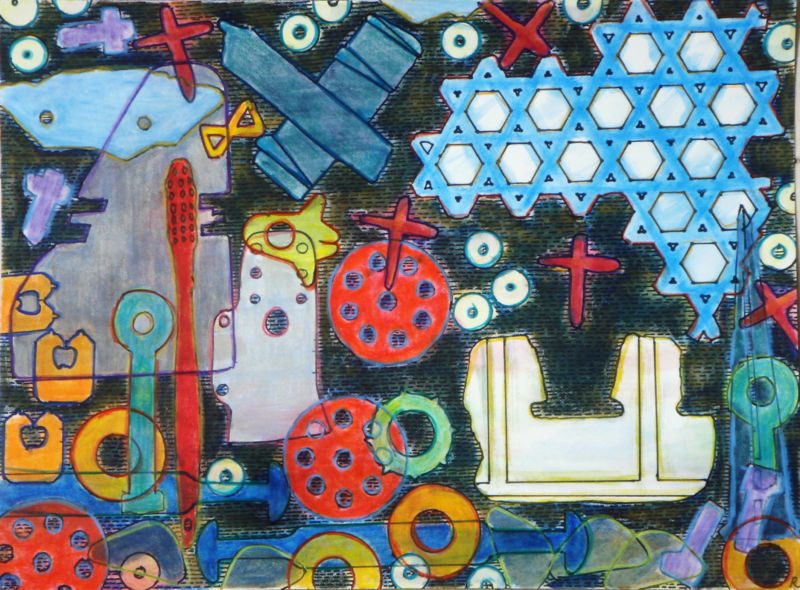 Strandgut, 2009, Tuschestift, Farbstift, 23 x 30,5 cm, Werk aus der Serie «Strandgut I»
