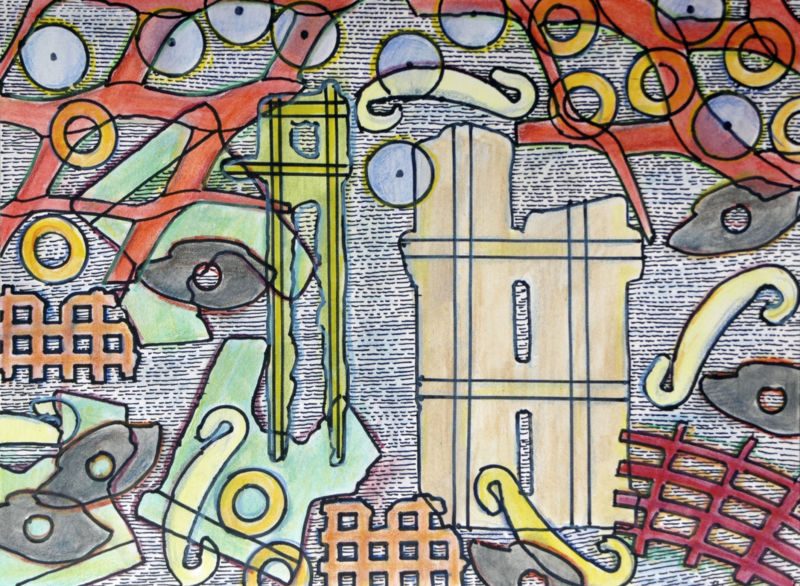 Strandgut, 2009, Tuschestift, Farbstift, 23 x 30,5 cm, Werk aus der Serie «Strandgut I»