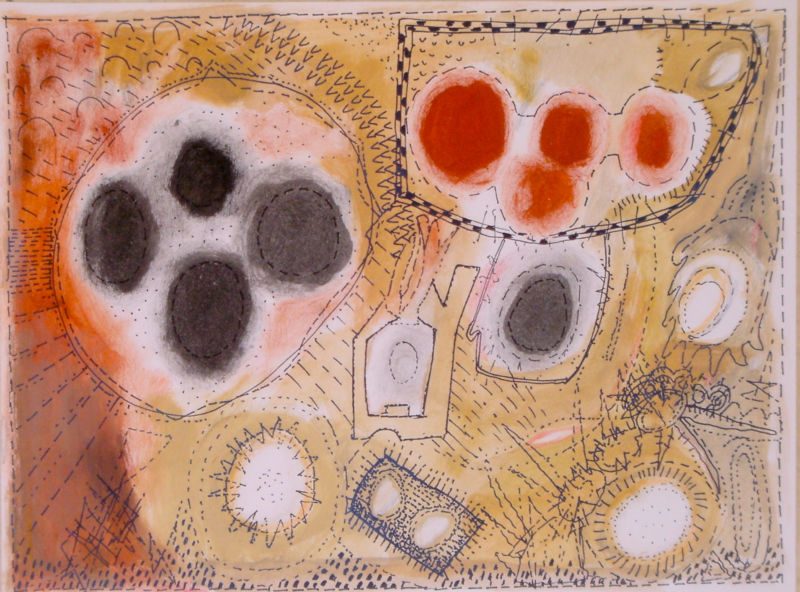 Geflickte Welt, 2006, Tuschestift, Aquarell auf Papier, Zeichnung aus der Serie «Geflickte Welt»