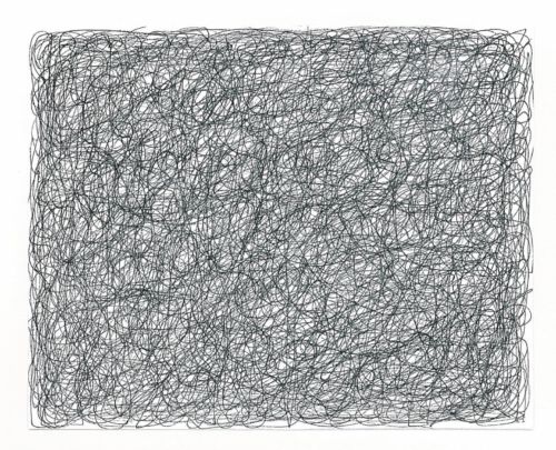 Lebensfäden, 2003, Tuschestift auf Papier, 19 x 24 cm, Zeichnung aus der Serie «Lebensfäden»