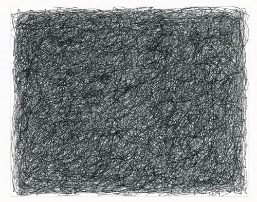 Lebensfäden, 2003, Tuschestift auf Papier, 19 x 24 cm, Zeichnung aus der Serie «Lebensfäden»