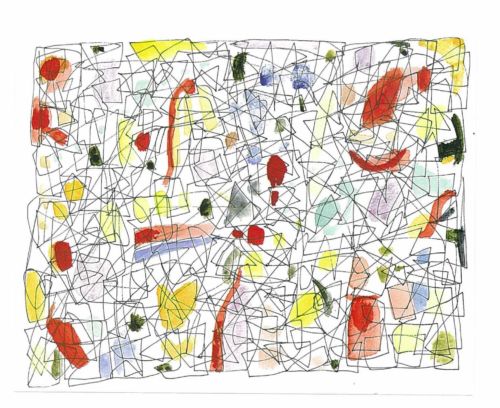 Lebensfäden, 2003, Tuschestift auf Papier, 19 x 24 cm, Zeichnung aus der Serie «Lebensfäden»
