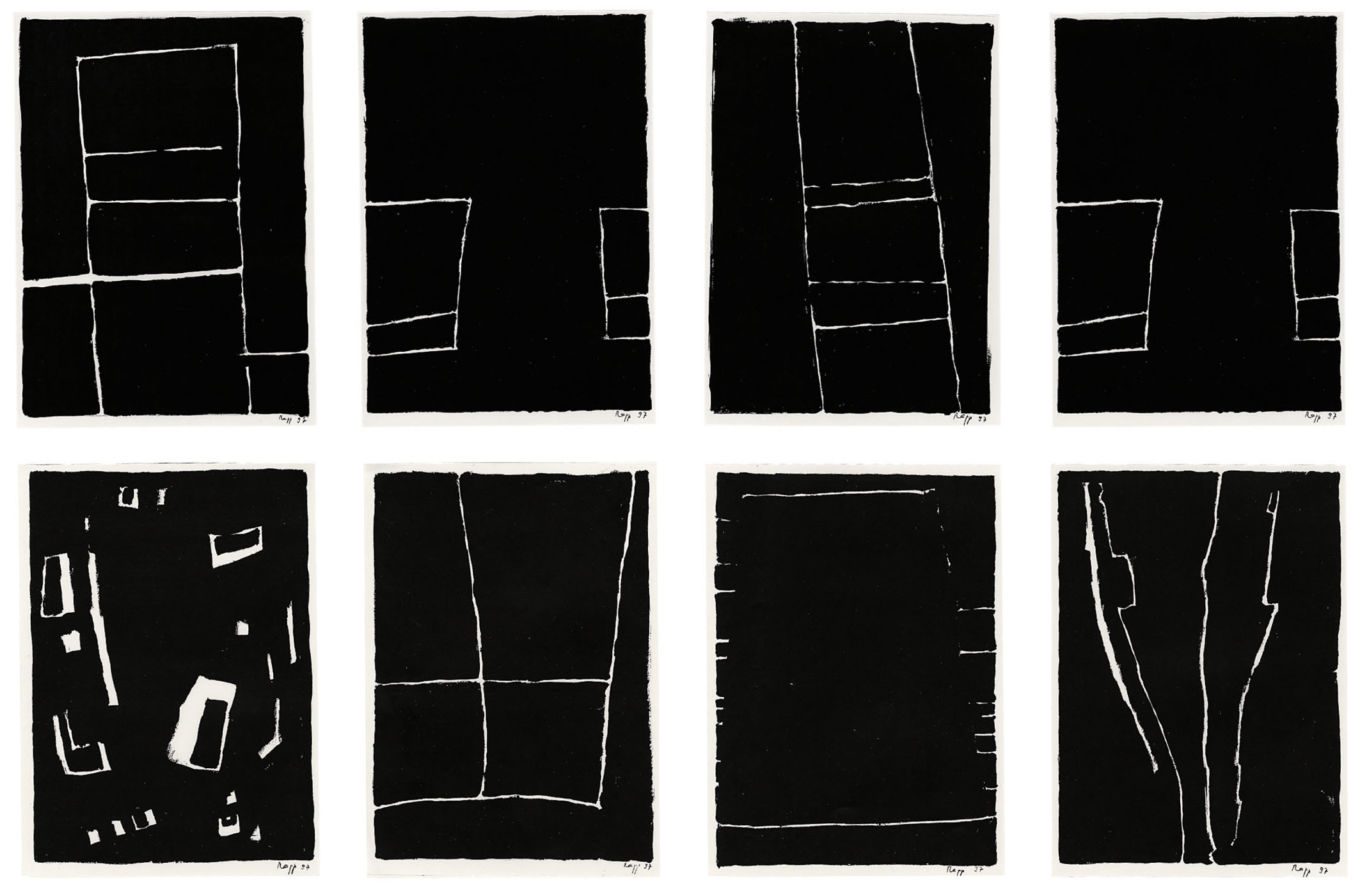 Lichtspuren, 1997, Tempera auf Papier, 18 x 12,5 cm, Zeichnung aus der Serie «Lichtspuren»