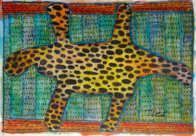 Moi tout seul – mutterseelenallein, 2006, Tuschestift, Aquarellfarbstift, 12,5 x 18 cm, Zeichnung aus der Serie «Moi tout seul»