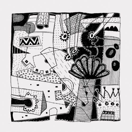 Häuser, 2011, Tuschestift auf Papier, 30 x 30 cm, Zeichnung aus der Serie «Träume»