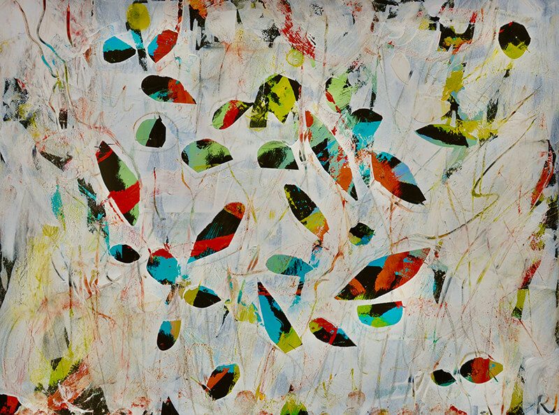 Hecke, 2013, Tempera auf Papier, 23 x 30,5 cm, Malerei aus der Serie «Abschied von Hawaii»