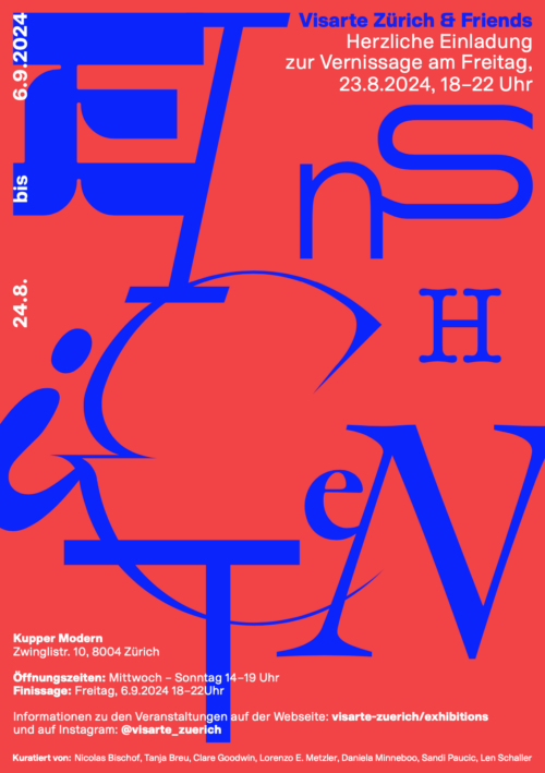 Einladungskarte von Visarte Zürich & Friends zur Ausstellung «Einsichten», Kupper Modern Zürich, 24. August – 6. September 2024